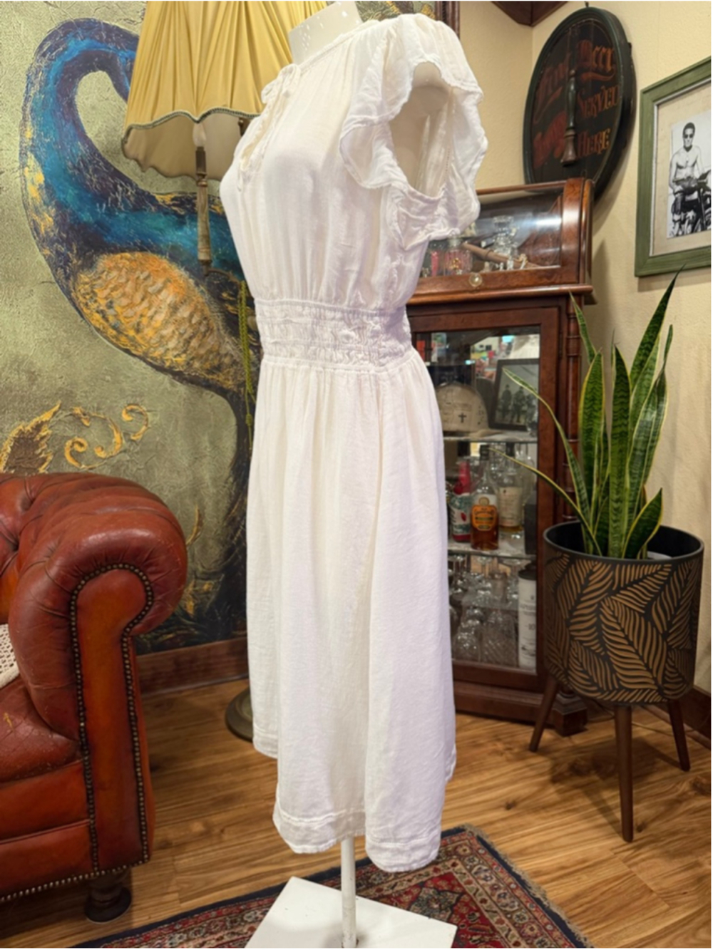 Rails Iona White Lace Detail Linen Blend Maxi Dress Size Medium - Picture 4 of 12